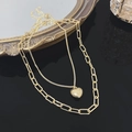 Double-layered golden necklace with heart pendant and trendy paperclip link chain - Gold Copper Chain (Paperclip Double Layer)