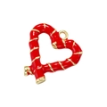 Süßer roter Herzanhänger mit goldenen Streifen und Ring für DIY Schmuck - Rot