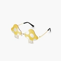 Quirky mushroom shaped sunglasses with yellow polka dot lenses and gold metal frames - Yellow with Silver Mirror
