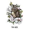 Waterproof temporary tattoo sticker with colorful owl and floral design, model TH-425 - Th-425 / 210*148mm