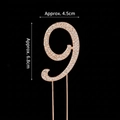 Golden number 9 cake topper with sparkling rhinestones, 4.5cm width by 6.8cm height - Iron Art Gold Rhinestone Number 9