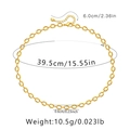 Detail showing 39.5cm gold oval link chain necklace dimensions and lobster clasp weight - KN0142/Large Oval Link Chain