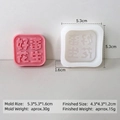 Square silicone mold showing finished pink Good Luck soap with Chinese characters - Good Things Happen