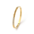 Detail of a gold-tone butterfly bangle featuring chain texture and rhinestone inlay crystals - Gold Chain (B2211-GO)