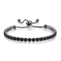 Détail d'un bracelet de tennis en cristal noir réglable avec un fermoir coulissant - Argent-Noir