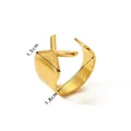 18k gold plated stainless steel open ring with a wide cross hollow design for women - Letter X