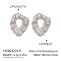 Detailed view of silver hammered texture stainless steel earrings with size and weight info - Irregular Hammered Silver Style (YYE023295-P)