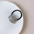 Silver multi-layer wire hair ring with high-elastic black ponytail holder strap - GA2831 Silver Irregular Knot