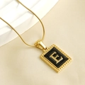 18K gold plated titanium steel necklace with square letter E pendant and snake chain - Letter E