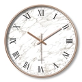 30cm wall clock with white marble dial, rose gold frame and black Roman numerals - Dial L Rose Gold Frame