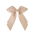 Barrette à cheveux nœud en soie beige avec de longs rubans sur fond blanc pur - Kaki
