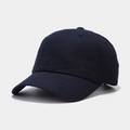 Dettaglio della trama in cotone twill e cuciture a sei pannelli del berretto blu - Regolabile / Blu navy