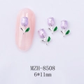 Close-up of 6x11mm tulip nail art charm with purple enamel and silver alloy base - Purple Tulip Silver Base (8508)
