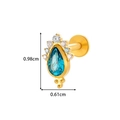 G23 titanium labret stud with blue teardrop zircon and gold finish 0.98cm height - Gold Teardrop Blue Sapphire Style (T2522-7#金) / 1.2*8mm