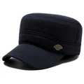 Gorra militar azul marino con insignia dorada HEYHAT CLASSIC y orejeras para hombre - Ajustable / Azul marino