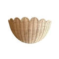Handwoven semicircular rattan wall basket with scalloped lace edge in natural beige - Imitation Rattan Wall Decor Basket Small 36*20CM