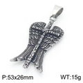 Pendaglio croce ali di angelo vintage stile punk in argento con pietre zirconi - Ciondolo Spada a Doppia Ala (KP116186-MZOZ) / Solo Ciondolo