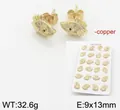 18k gold plated copper evil eye stud earrings with micro paved crystals 9x13mm - Evil Eye