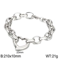Bracciale artigianale in acciaio inossidabile argento con ciondolo a cuore e chiusura a moschettone - Bracciale da 21cm / Color Acciaio