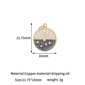 Detail view of 14K gold plated starry moon pendant with zircon inlay and enamel finish - 14K Gold H-13619 Beige Evil Eye