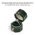 Mini octagonal vine green jewelry box with retro metal lock and velvet interior - Octagonal / Vine Green