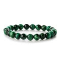 Bracelet en pierre œil de tigre vert foncé naturel avec effet œil de chat sur blanc - Oeil de Tigre Vert