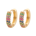 Regenbogen Creolen mit bunten Zirkoniasteinen und goldener Beschichtung - Gold/Bunter Strass
