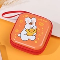 Orange square tinplate coin purse featuring a cute rabbit and Get Rich text design - Fortune Rabbit