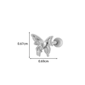 Silver bow-shaped cartilage stud with heart cubic zirconia and star detail - 6# Silver (Butterfly Shape)