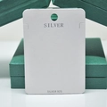 White S925 sterling silver jewelry display card set in a dark green jewelry box - 6*8cm / 100 Cards (For Silver Jewelry)
