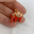 Charming red enamel elephant pendant in gold-plated metal for DIY jewelry necklaces - Red