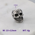 DIY stainless steel skull bead charm for Halloween jewelry with 2.4mm hole size - Diagonal Perforated Skull (KLJ9090-KJX)