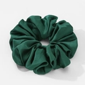Oversized emerald green satin scrunchie with glossy pleated fabric for women - Green
