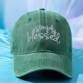 Cappellino da baseball verde in cotone lavato con ricamo Simply Blessed - Taglia unica / Verde Scuro