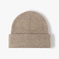 Gorro de lana de punto acanalado marrón claro con dobladillo para otoño e invierno - Talla única / Caqui