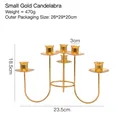 Golden 5-arm metal candelabra centerpiece 23.5cm width for dining table decor - Small (5-Arm) / Gold