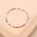 Handmade red white and green seed bead bracelet with a minimalist aesthetic style - Style 58-RWG Single Loop