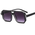 Square black sunglasses with purple gradient lenses and stylish double bridge design - C1 Black Gray Frame Gradient Gray Lens