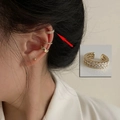 Manchette d'oreille en forme de C dorée ornée de strass blancs étincelants - Pièce Unique / Pavage Strass Or Large