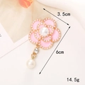 Charme de camélia rose avec perles et strass pour bijoux DIY et accessoires de mode - Pendentif Fleur En Émail Rose
