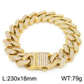 Hip-Hop-Armband Goldfarben 18mm Breit mit Glänzenden Strasssteinen 230mm Länge - Gold 230x18mm (KB170716-MZOZ)