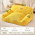 Geel alpaca pluche huisdierbed met groene details, maten L en XL leverbaar - Geel monster-hondensofa