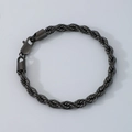 Bracelet torsadé en acier titane style hip-hop avec finition noire polie pour homme - Bracelet 20cm / 6mm / Noir