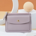 Elegant lavender lychee leather multi-card wallet with zip pocket and gold snap button - Purple