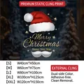 Red Christmas hat electrostatic glass window sticker with Merry Christmas text decoration - Small (40x50cm) / SDUV-306A