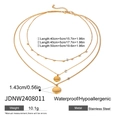 Detailed size specifications for triple-layer gold stainless steel necklace with dimensions - Gold Triple Layered Necklace
