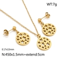Golden starry round hollow necklace and earrings jewelry set for women with dimensions - Gold (KS188016-Z)