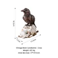 Gothic resin raven on skull candle holder with dimensions 13.5x11x16.5cm for Halloween - Vintage Resin Skull and Crow Candle Holder