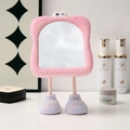 Pink monster makeup mirror with rhinestone frame and purple foot-shaped base decor - Rhinestone Style / Pink with DIY Rhinestone Pack