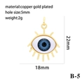 Detailed view of 18K gold plated evil eye pendant with 18x22mm size dimensions - Classic Gold Eyelash Dark Blue Eye Pendant Type Two (B-5)
